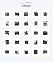 Créatif architecture 25 glyphe solide noir icône pack tel comme Cadre. déposer. station balnéaire. entreprise architecture. livrable vecteur