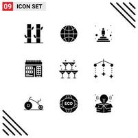 ensemble de 9 commercial solide glyphes pack pour cœur verre meilleur conception la toile modifiable vecteur conception éléments