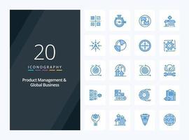 20 produit gestion et global affaires bleu Couleur icône pour présentation vecteur