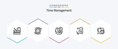 temps la gestion 25 ligne icône pack comprenant prise. horloge. inverse. temps. lune vecteur