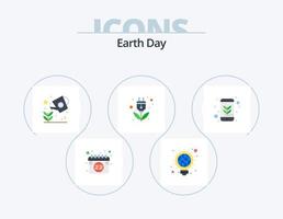 Terre journée plat icône pack 5 icône conception. feuille. énergie. la toile. écologie. plante vecteur