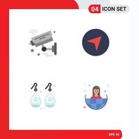 Stock vecteur icône pack de 4 ligne panneaux et symboles pour caméra or Sécurité carte argent modifiable vecteur conception éléments
