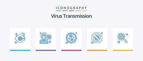 virus transmission bleu 5 icône pack comprenant dévirus. non. bactéries. interdit. bactéries. Créatif Icônes conception vecteur