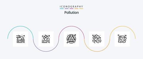 la pollution ligne 5 icône pack comprenant tronc. co dioxyde. fumée. carbone dioxyde. déchets vecteur