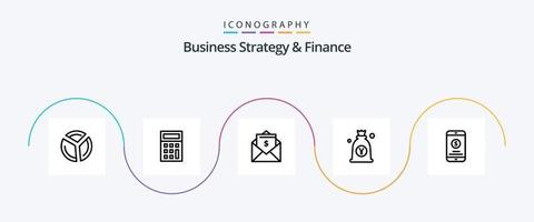 affaires stratégie et la finance ligne 5 icône pack comprenant Japonais . yen . mathématiques. dollar vecteur