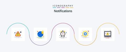 notifications plat 5 icône pack comprenant notification. essentiel. horloge. options. signe vecteur