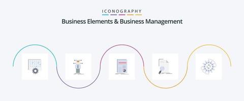 affaires éléments et affaires gestion plat 5 icône pack comprenant déposer. analyse. réseau. statistiques. la finance vecteur