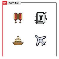 ensemble de 4 moderne ui Icônes symboles panneaux pour pendentif délicatesse décoration la gestion Indien modifiable vecteur conception éléments