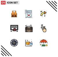 Stock vecteur icône pack de 9 ligne panneaux et symboles pour mobile applications la toile en haut incurvé modifiable vecteur conception éléments