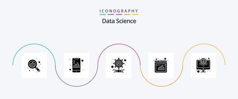 Les données science glyphe 5 icône pack comprenant architecture. la toile. téléphone intelligent. en ligne. utilisateur vecteur