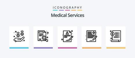 médical prestations de service ligne 5 icône pack comprenant . réclamation. sûr. rapport. argent. Créatif Icônes conception vecteur