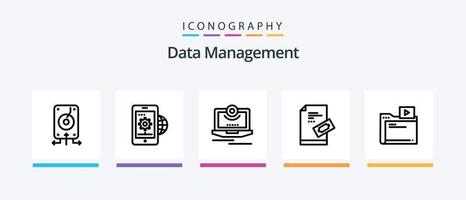 Les données la gestion ligne 5 icône pack comprenant données. paramètres. données. préférences. horloge. Créatif Icônes conception vecteur