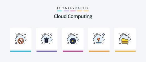 nuage l'informatique ligne rempli 5 icône pack comprenant l'informatique. supprimer. nuage. retirer. nuage. Créatif Icônes conception vecteur