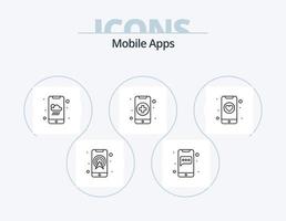 mobile applications ligne icône pack 5 icône conception. complet. application. la navigation. carte. emplacement vecteur