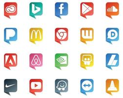20 social médias discours bulle style logo comme nvidia adobe du son disqus chrome vecteur