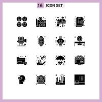 Stock vecteur icône pack de 16 ligne panneaux et symboles pour Valentin vidéo caméra l'amour film prêt modifiable vecteur conception éléments
