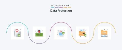 Les données protection plat 5 icône pack comprenant . ftp. confidentialité. dossier. Sécurité vecteur