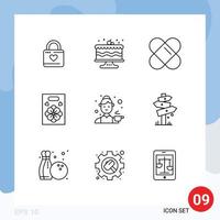 contour pack de 9 universel symboles de cuisine cuisinier fête avatar l'amour modifiable vecteur conception éléments