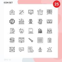 groupe de 25 moderne lignes ensemble pour certificat argent moniteur la finance dépôt modifiable vecteur conception éléments