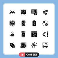 pack de 16 Créatif solide glyphes de en ligne moderne dispositifs groupe affaires modifiable vecteur conception éléments