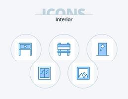 intérieur bleu icône pack 5 icône conception. intérieur. chaise. photo. banc. intérieur vecteur