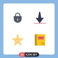 Stock vecteur icône pack de 4 ligne panneaux et symboles pour l'Internet étoile Sécurité vers le bas éducation modifiable vecteur conception éléments