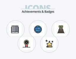 réalisations et badges ligne rempli icône pack 5 icône conception. décerner. performance. réalisation. bijoux. réalisations vecteur