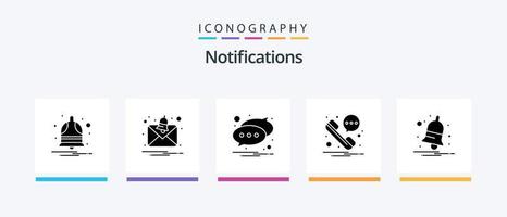 notifications glyphe 5 icône pack comprenant alerte. notification. notification. cloche. téléphone. Créatif Icônes conception vecteur