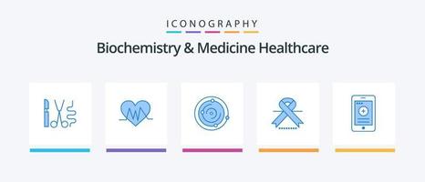 biochimie et médicament soins de santé bleu 5 icône pack comprenant cellule. médical. espace. ruban. cancer. Créatif Icônes conception vecteur