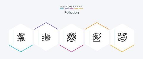 la pollution 25 ligne icône pack comprenant déchets. toxique. danger. gaz. nucléaire vecteur