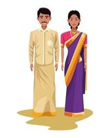 couple indien avatar personnage de dessin animé vecteur