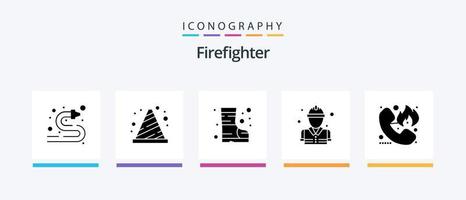 sapeur pompier glyphe 5 icône pack comprenant urgence. pompier. signe. sapeur pompier. combattant. Créatif Icônes conception vecteur
