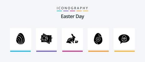 Pâques glyphe 5 icône pack comprenant Pâques. discuter. voler. fleur. œuf. Créatif Icônes conception vecteur