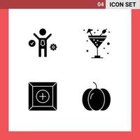 pack de 4 moderne solide glyphes panneaux et symboles pour la toile impression médias tel comme affaires produit boisson l'eau Halloween modifiable vecteur conception éléments