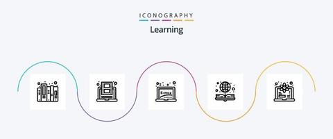 apprentissage ligne 5 icône pack comprenant ordinateur. globe. Youtube. e livre. formule vecteur