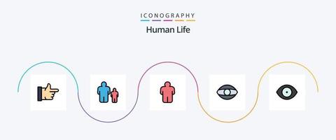 Humain ligne rempli plat 5 icône pack comprenant . personne. Humain vecteur