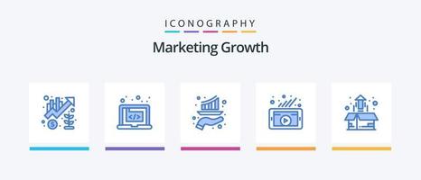 commercialisation croissance bleu 5 icône pack comprenant vidéo. commercialisation. commercialisation. rapport. croissance. Créatif Icônes conception vecteur
