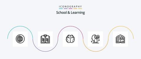 école et apprentissage ligne 5 icône pack comprenant . hémisphère. livre vecteur