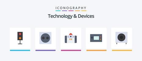 dispositifs plat 5 icône pack comprenant des produits. électronique. équipement. dispositifs. fusée. Créatif Icônes conception vecteur