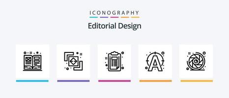 éditorial conception ligne 5 icône pack comprenant document. créatif. graphique. connecter. texte. Créatif Icônes conception vecteur