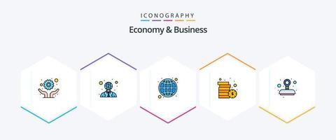 économie et affaires 25 ligne remplie icône pack comprenant approuvé. bancaire. argent. en espèces vecteur