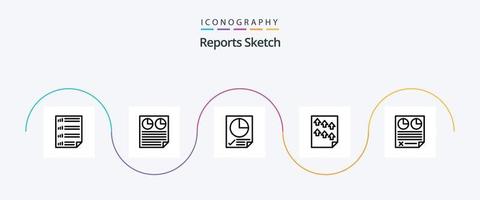 rapports esquisser ligne 5 icône pack comprenant papier. haut. tarte. données. page vecteur