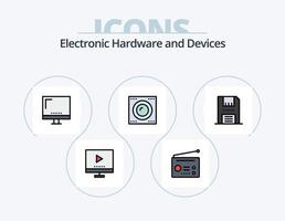 dispositifs ligne rempli icône pack 5 icône conception. numérique. CD. matériel. blu rayon. signal vecteur