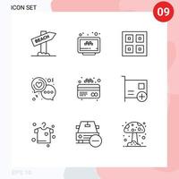 Stock vecteur icône pack de 9 ligne panneaux et symboles pour l'amour journée site Internet bavarder la logistique modifiable vecteur conception éléments