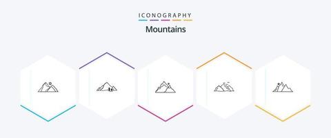 montagnes 25 ligne icône pack comprenant la nature. colline. la nature. des oiseaux. colline vecteur