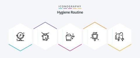 hygiène routine 25 ligne icône pack comprenant . équipement. jauge. électrique. balayage vecteur