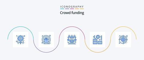 financement participatif bleu 5 icône pack comprenant but. croissance. dollar. carrière. parrainer investissement vecteur