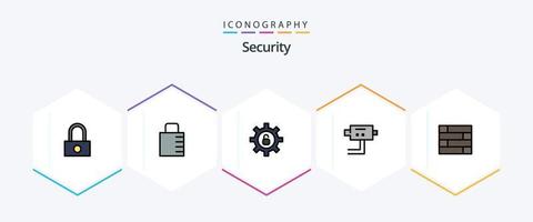 Sécurité 25 ligne remplie icône pack comprenant . mur. sécurité. protéger. Sécurité vecteur