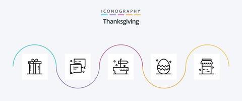 Merci donnant ligne 5 icône pack comprenant aliments. action de grâces journée. SMS. printemps saison. Pâques Oeuf vecteur