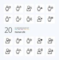 20 Humain ligne icône pack comme suivant utilisateur avatar profil Humain vecteur